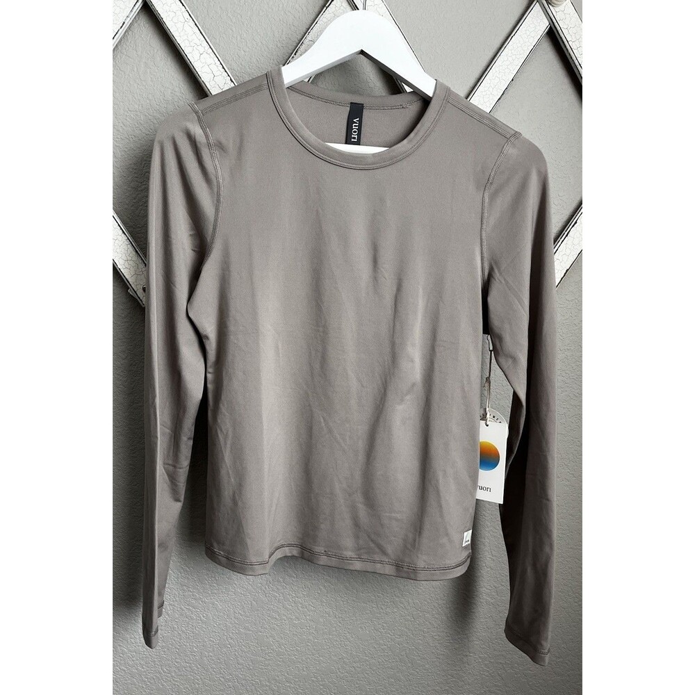 NWT! Vuori Women's S Long Sleeve Lux Crew Tee Pebble VW1227